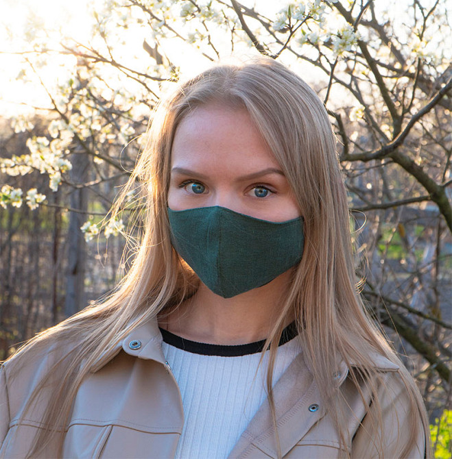 Маска захисна багаторазова із 100% ЛЬОНУ Розмір L (Зелений) Суми - фото 4