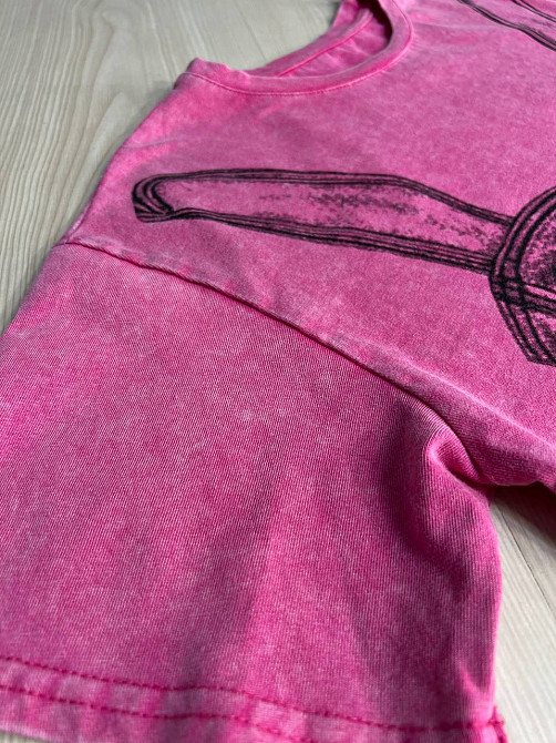 Футболка жіноча A-N 2732 варена коротка широка малюнок корсет бра, рожевий, one size Київ - фото 8