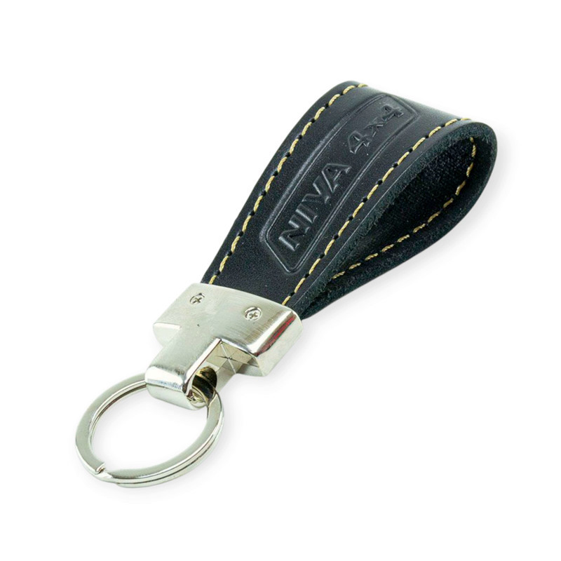 Брелок niva шкіряний тиснений чорний, прострочений, метал. затискач Мукачево - фото 1