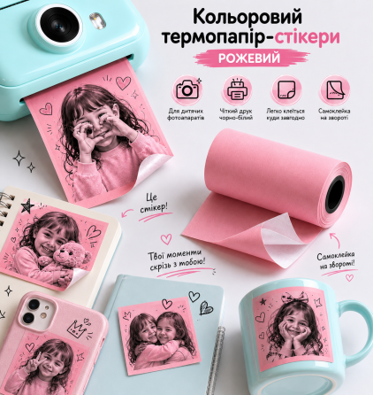 Самоклеюча термострічка для термофотоапаратів - рожева Київ