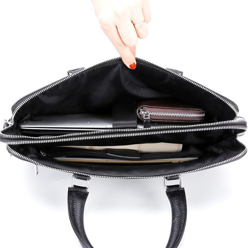Кожаная мужская деловая сумка-портфель портфель для ноутбука черный Tiding Bag 64028 Киев - изображение 2