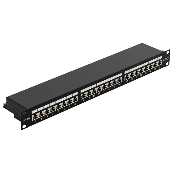 Патч-панель FGB CAT 7 на 24 порта 1U 48см - экранированное крепление для сервера RJ45 - экранированная сетевая патч-панель Киев