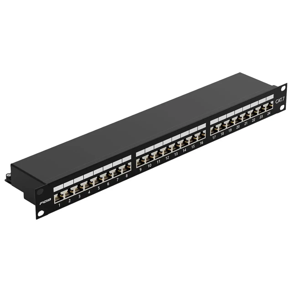 Патч-панель FGB CAT 7 на 24 порта 1U 48см - экранированное крепление для сервера RJ45 - экранированная сетевая патч-панель Киев - изображение 1