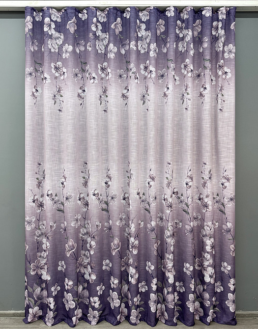 Тюль-штора VR-Textil 1877т Льон Фіолетовий з білим 400х270 см (42-1083) Київ - фото 2