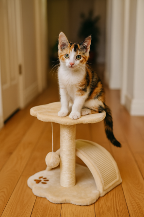 Когтеточка Trixie Junior Vitoria для котов с игрушкой бежевая 36х36х43 см Киев