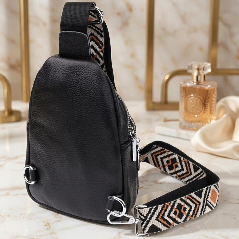 Женская сумка слинг из натуральной кожи Vintage 22935 Черный Киев - изображение 14