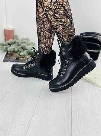 Черевики жіночі D and V чорні натуральна кожа зима висота 13см розмір 37 (2195) Коломыя