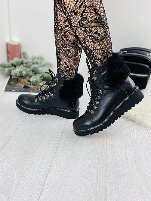 Черевики жіночі D and V чорні натуральна кожа зима висота 13см розмір 37 (2195) Коломия - фото 5