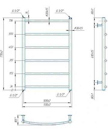 Водяной полотенцесушитель Mario INOX Классик HP 770х530/500 Киев