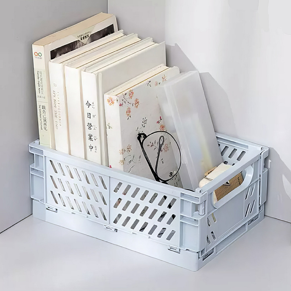 Контейнер для хранения мелочей, 25.5×15×9.7см, пластиковая корзина с ручками, голубой Каменец-Подольский - изображение 1