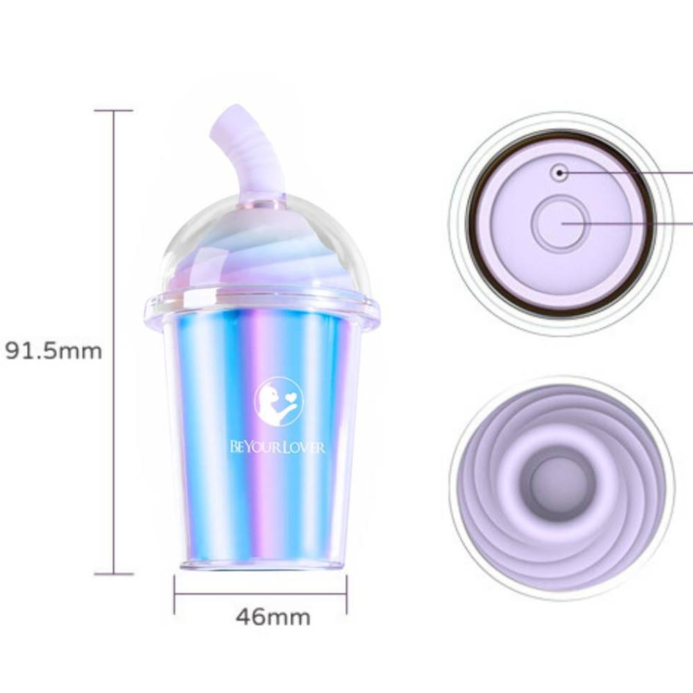 Вакуумний стимулятор у формі стаканчика з трубочкою BeYourLover Joy Cup голубий, 9.1 см х 4.6 см Sex Aura Київ - фото 8