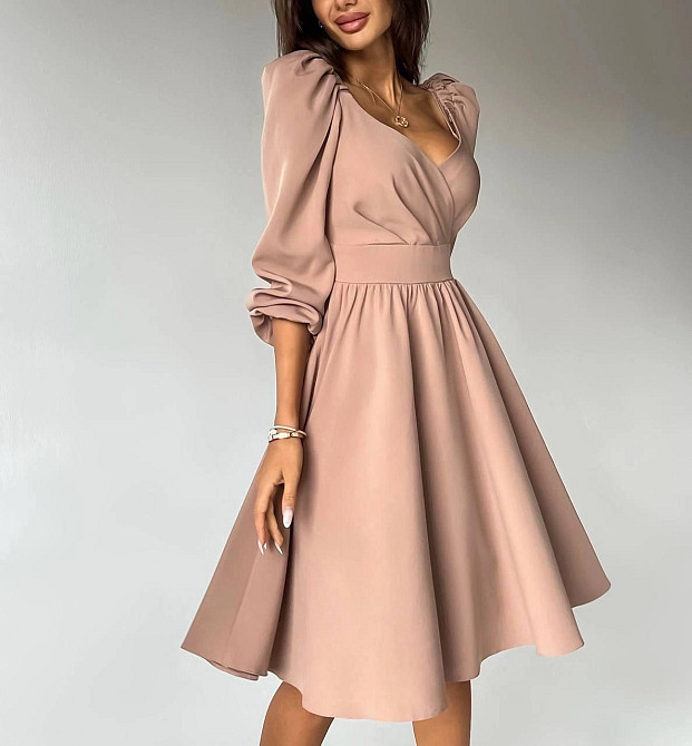 Женское романтическое вечернее мини платье Бежевый, 50/52 Одесса - изображение 4