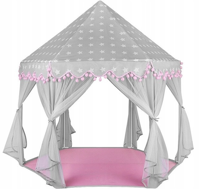 Дитячий Намет - ігровий будиночок 6 входів з москітною сіткою Kruzzel (8772) Pink / Grey Нововолинськ - фото 5