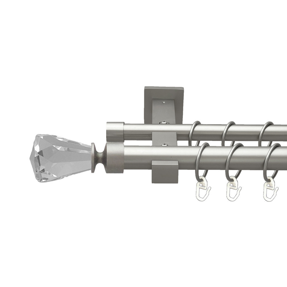 Карниз Orvit Лучетта металевий дворядний техно гладка труба кільце металеве Сатин 25\19 мм 240 см (00-00026395) Львів - фото 1