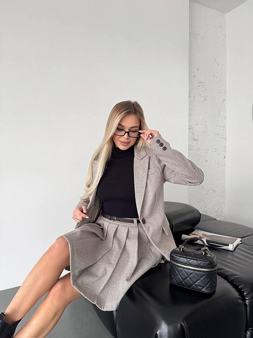 Женский стильный классический костюм двойка  кашемир + подкладка Шоколад, 46 Одесса - изображение 4