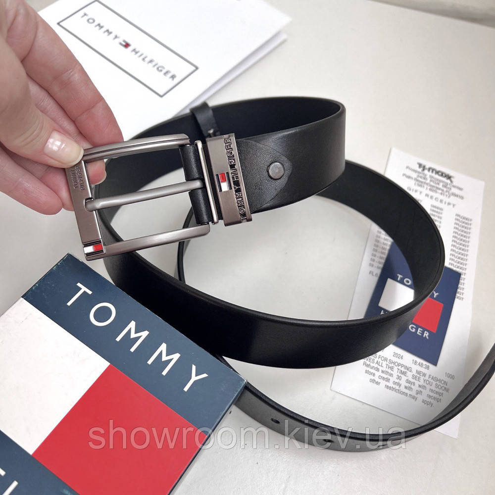 Мужской кожаный брендовый ремень (075) черный Киев - изображение 4