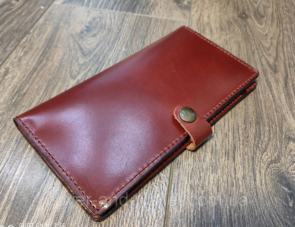 Тонкий мужской кожаный кошелек купюрник ручной роботы Puos Киев - изображение 2