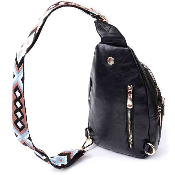 Сумка невеликого розміру з однією лямкою через плече з гладкої екошкіри Чорний (Vintage) Київ