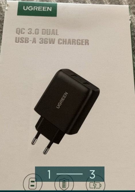 Блок питания: UGREEN QC 3.0 DUAL USB -A 36W. CHARGER Киев - изображение 1