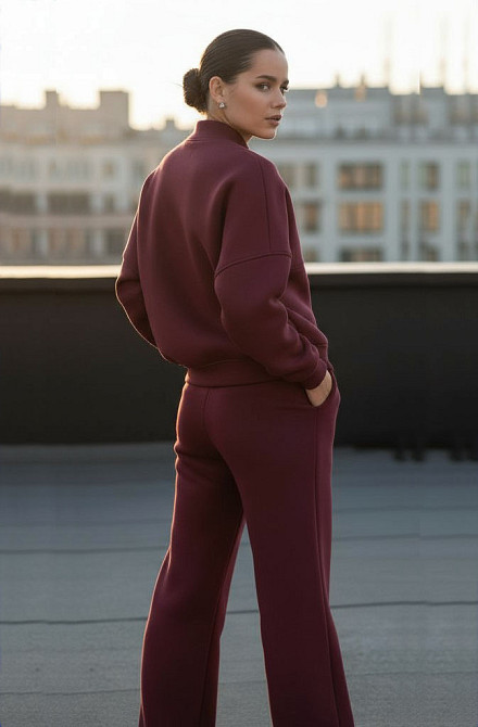 Жіночий костюм-двійка з широкими штанами Бордовий 48/52 Харків - фото 3