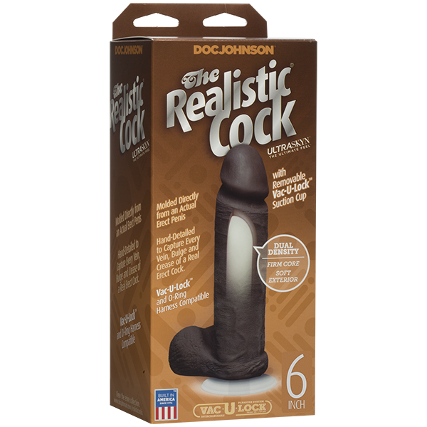 Фаллоимитатор Doc Johnson The Realistic Cock 6 inch Black - ULTRASKYN, Vac-U-Lock, диаметр 4,3см Sex Aura Киев - изображение 4