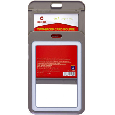 Бейдж Optima премиальный вертикальный 66х97 мм двусторонний, серый (O45682) Винница - изображение 2