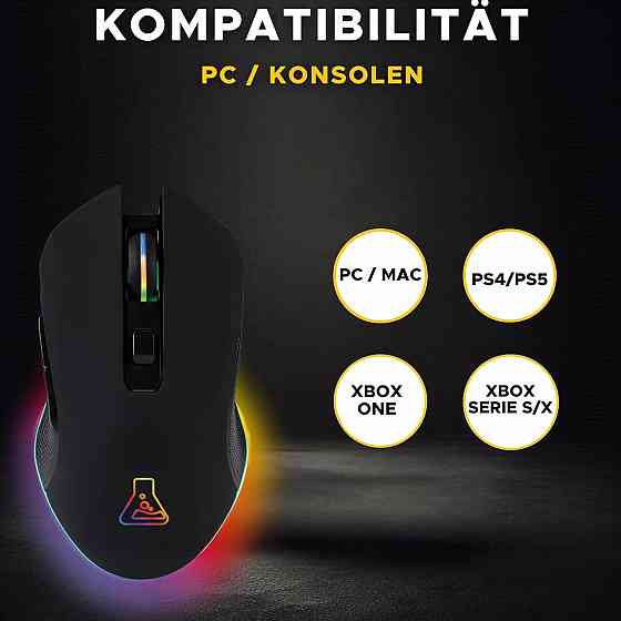 Миша THE G-LAB Kult Helium чорний оптична 800–6400 DPI 6 кнопок 7‑кольор. підсвітка дротова/бездротова геймерська Київ