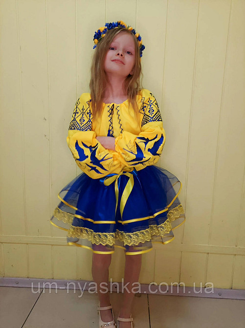Синьо-жовтий костюм вишиванка "Ластівки-мереживо" Кривий Ріг - фото 6