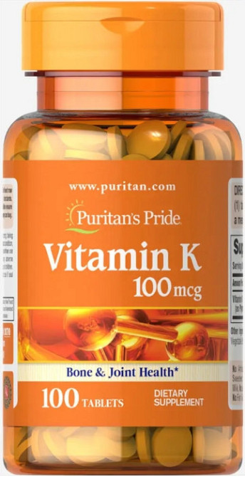 Вітамін К Puritan's Pride Vitamin K 100 мкг 100 таб Київ - фото 1