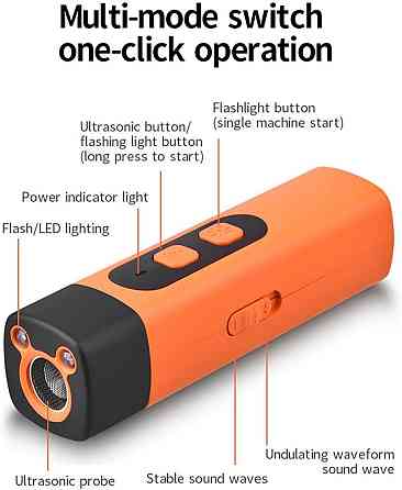 Ультразвуковой отпугиватель собак Ultrasonic DR005 с фонариком Type-C Оранжевый Винница