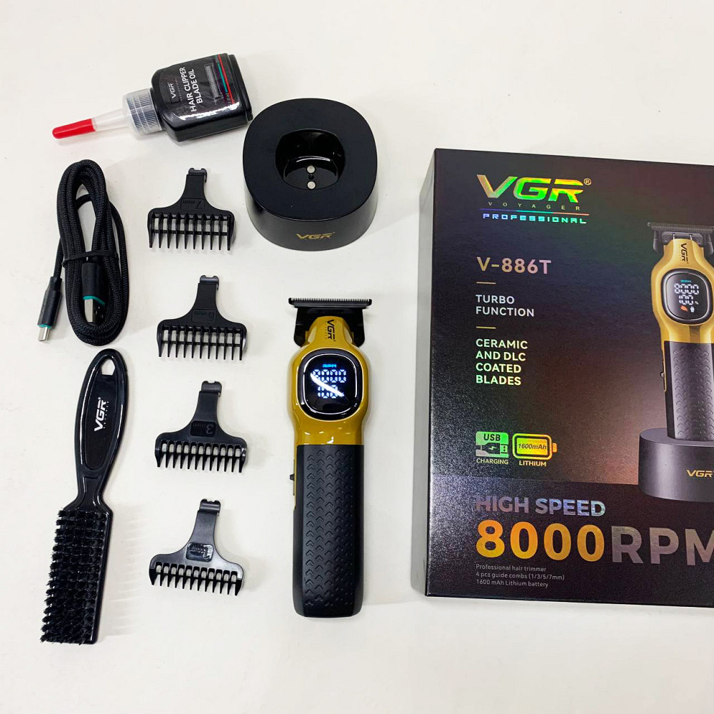 Профессиональный триммер с насадками VGR V-886T GOLD, Универсальная машинка для стрижки головы и бороды BC-44 Львов - изображение 16