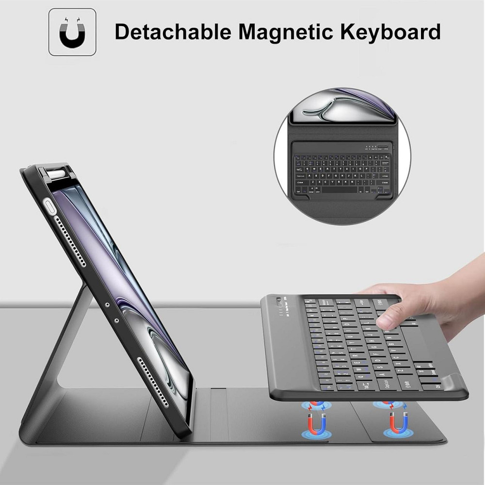 Клавіатура-кейс IVEOPPE для iPad Air 13'' (M2/M3) і iPad Pro 12.9'' 2018–2022, знімна Bluetooth підсвітка UK USB‑C чорна Київ - фото 4