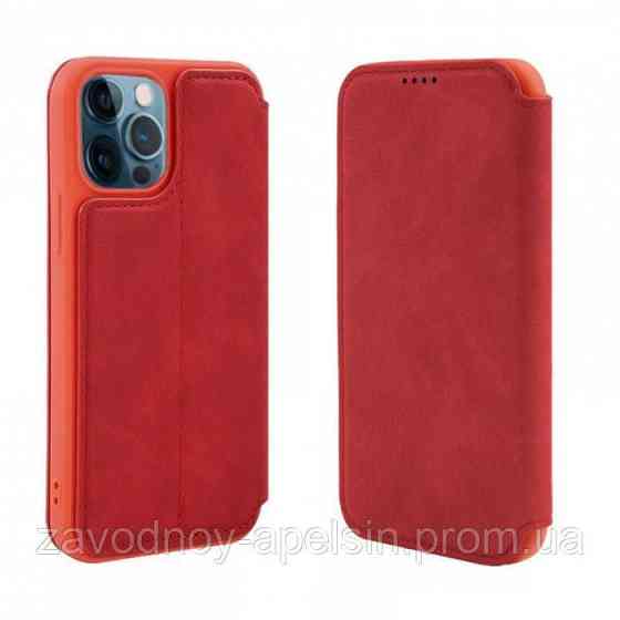 Чехол книжка iPhone 12 Pro кожаный (красный) Одесса