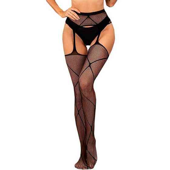 Колготки з імітацією панчіх "Колготи-панчохи" - Чорний - 2/3/4 (S/M/L) - Еротична білизна Вінниця