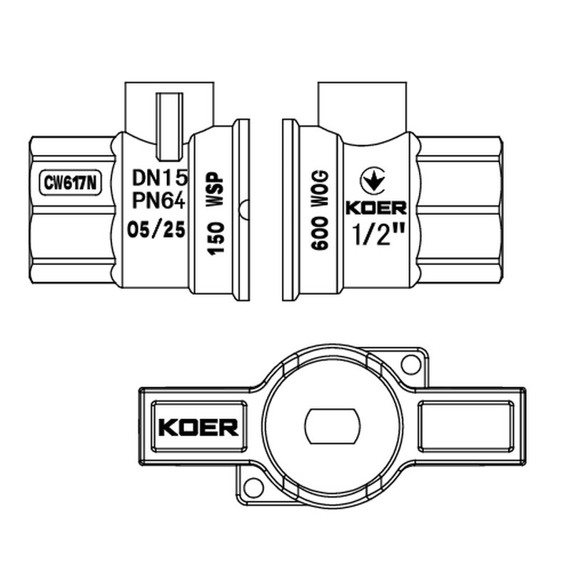 Кран кульовий ГШМ Koer Extreme KE.218-15 - 1/2" FM ручка "метелик" червона (KR5759) Київ - фото 4