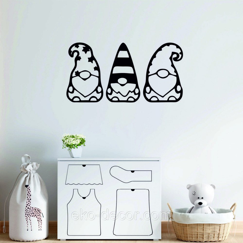 Декоративное настенное Панно «Гномики» Декор на стену 90*55 см-3шт, Черный Киев - изображение 5
