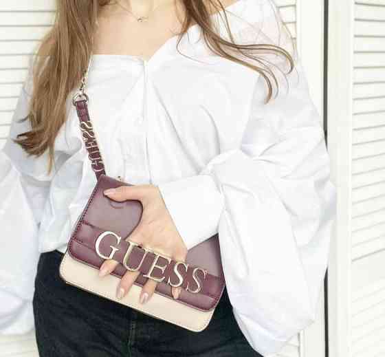 Женская сумка на плечо Guess (W800SS) бордовая Киев