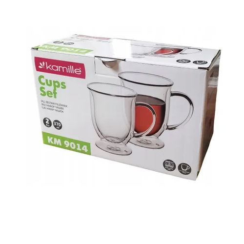 Набір чашок 2шт 370мл з подвійними стінками скло 9014 KAMILLE Житомир - изображение 3