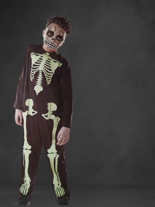Дитячий комбінезон принт світиться в темряві Скелет на Хелловін розмір S на 110-122 чорний Київ - фото 3