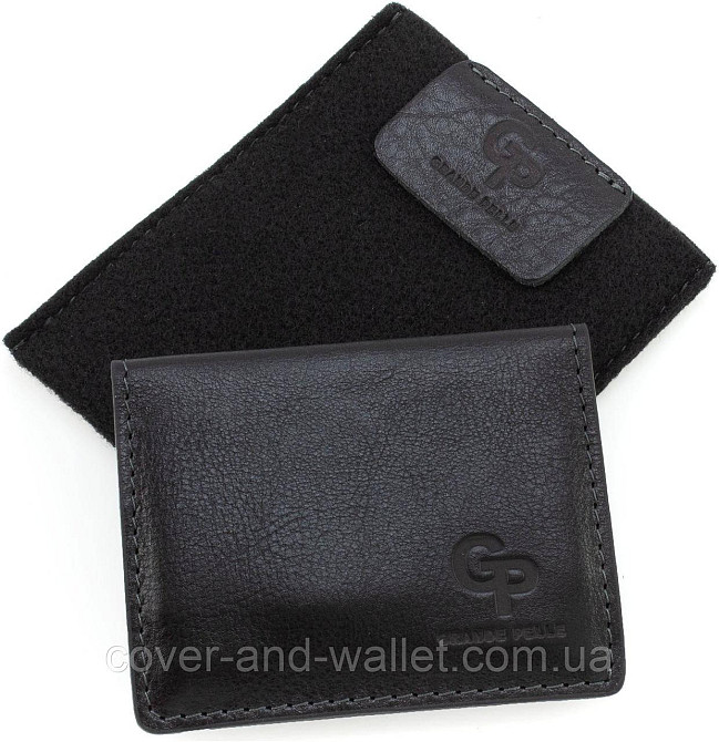 Чорна шкіряна обкладинка для ID паспорта та авто документів на магнітах Grande Pelle Київ - фото 6