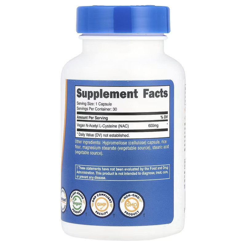 N-ацетил-L-цистеин Nutricost NAC, 600 mg, 30 Capsules Луцк - изображение 2