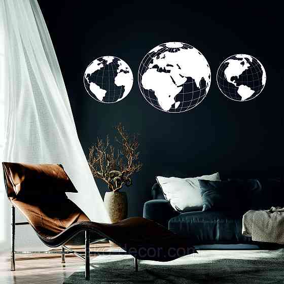 Декоративне настінне Панно «Глобус», Декор на стіну 90*220 см, Білий Київ
