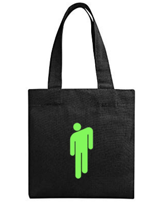 Черный шопер с принтом в стиле Билли Айлиш | Тканевая сумка с неоновым символом Красный Черновцы - изображение 1