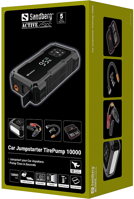 Автомобільний Jump Starter TirePump, компресор 150PSI 10000mAh  USB-A, USB-C,ліхтар 2W Sandberg Винница - изображение 7