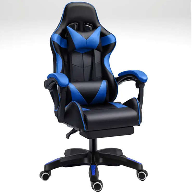 Кресло геймерское компьютерное игровое Bonro B-810 с подставкой для ног офисное для компьютера Синий Киев - изображение 2
