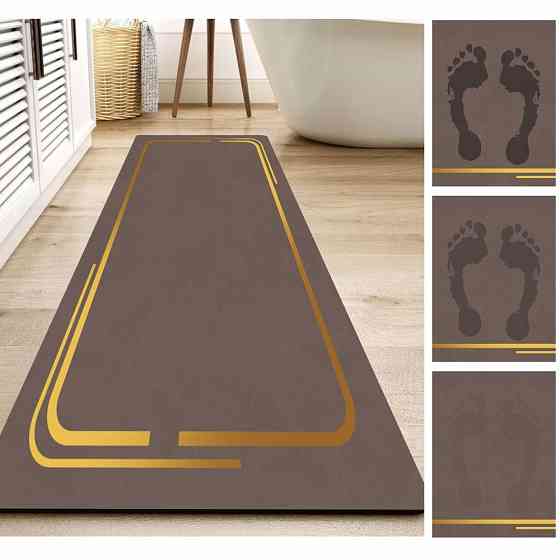 Суперпоглинаючий Діатомітовий Килимок Aquarius для ванної та кухні 50 х 120 см Коричневий Мармур Буча