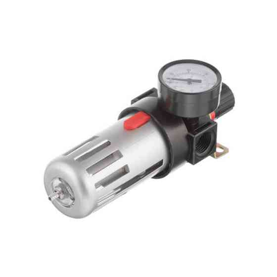 Фільтр для очищення повітря 1/2", 20 мкм, до 1200 л/хв, до 12 атм, металевий захист колби, регулятор тиску INTERTOOL PT-1410 Київ