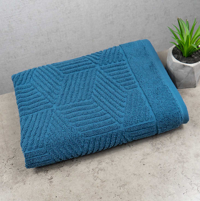 Комплект махрових рушників Уельс 2шт GM Textile 50х90см, 70х140см 500г/м2 (Синій) Суми - фото 5