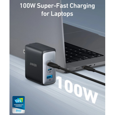 Зарядное устройство Anker PowerPort 736 Nano II - 100W 2xUSB-C PD 1xPIQ GaN Black (A2145G11) Винница - изображение 4