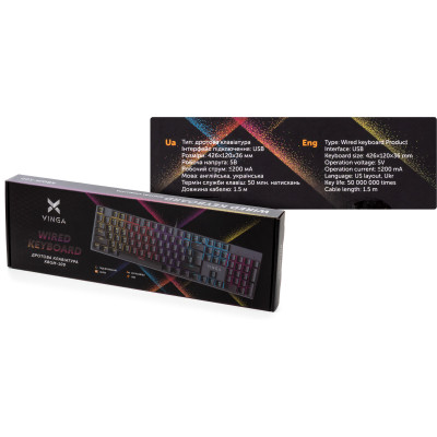 Клавиатура Vinga KBGM-100 LED Blue Switch USB Black (KBGM-100 Black) Винница - изображение 7